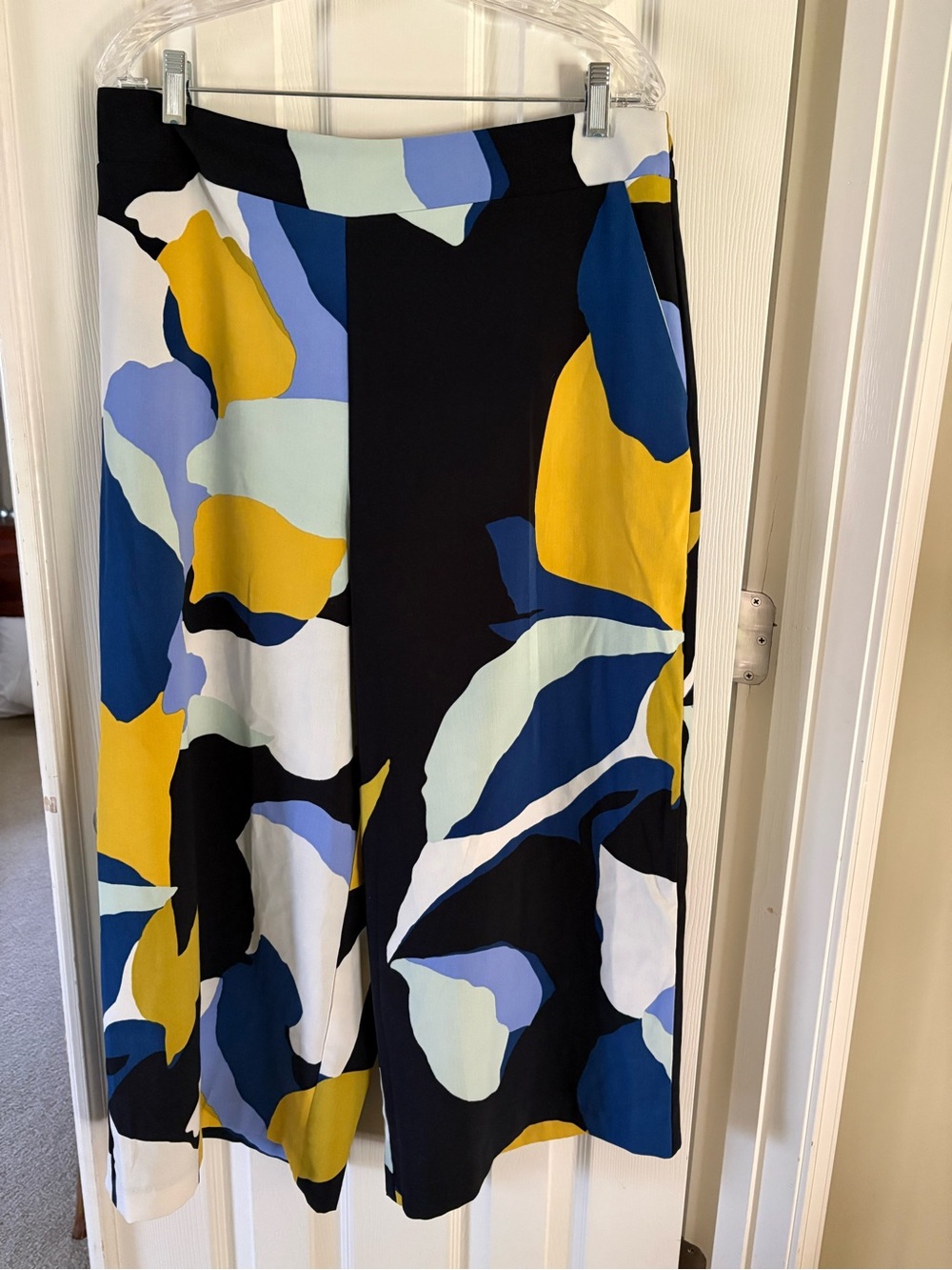 Nine West Abstract Midi Skirt in Black, Navy & Mustard